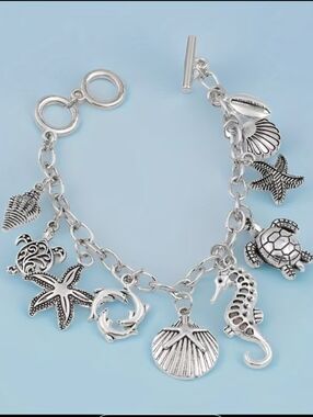 Silver Sea Life Charm Bracelet - Women Jewelry